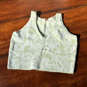 L.A. Hearts Green Knit Crop Top v-neck Size M